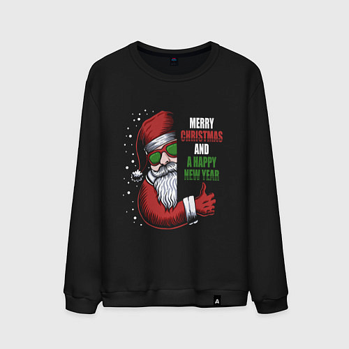Мужской свитшот Счастливого Рождества и Нового года / Черный – фото 1