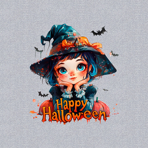 Мужской свитшот Счастливого Хэллоуина - ведьмочка / Меланж – фото 3
