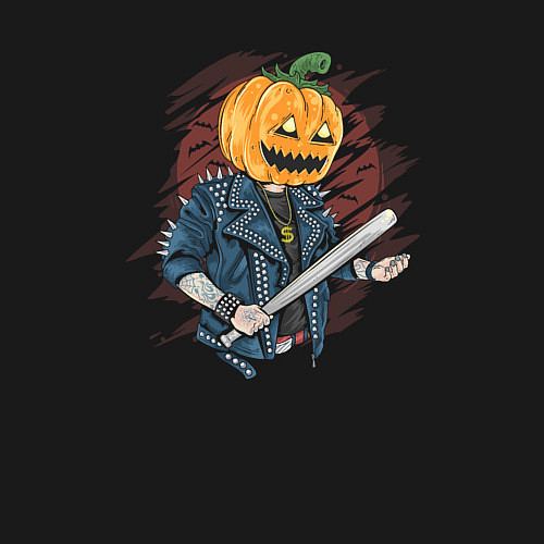 Мужской свитшот Punk pumpkin / Черный – фото 3
