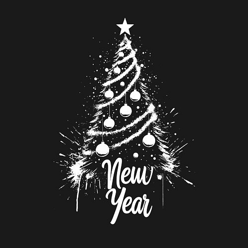 Мужской свитшот Новый год и елка / Черный – фото 3