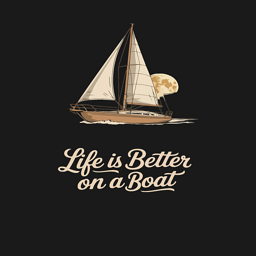 Мужской свитшот На лодке жизнь гораздо лучше / Черный – фото 3