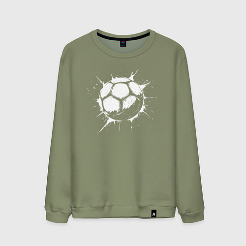 Мужской свитшот Футбольный мяч в белой краске / Авокадо – фото 1