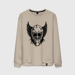 Свитшот хлопковый мужской Крылатая хоккейная маска, цвет: миндальный