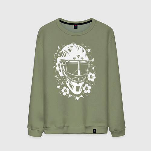 Мужской свитшот Шлем-маска в цветочном обрамлении / Авокадо – фото 1