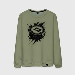 Свитшот хлопковый мужской Чёрная хоккейная шайба, цвет: авокадо