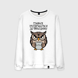 Мужской свитшот Сова с кофе - главное продержаться до выходных