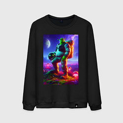 Свитшот хлопковый мужской Космонавт Шрек на похожей планете, цвет: черный