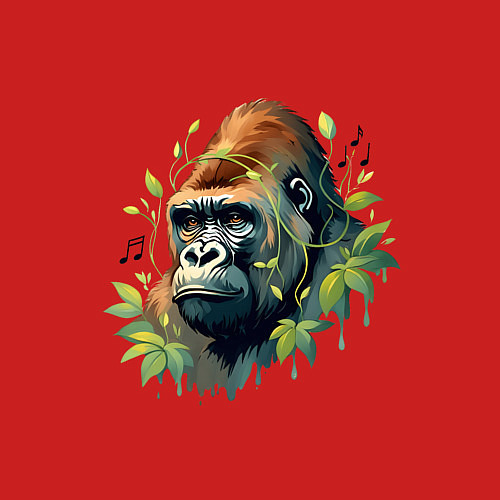 Мужской свитшот Музыкальная горилла / Красный – фото 3