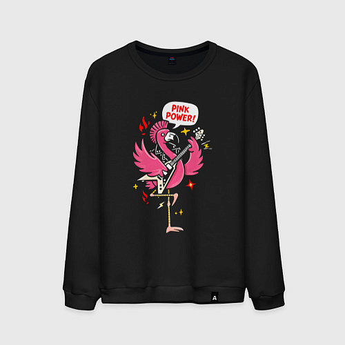 Мужской свитшот Панк-рок фламинго / Черный – фото 1