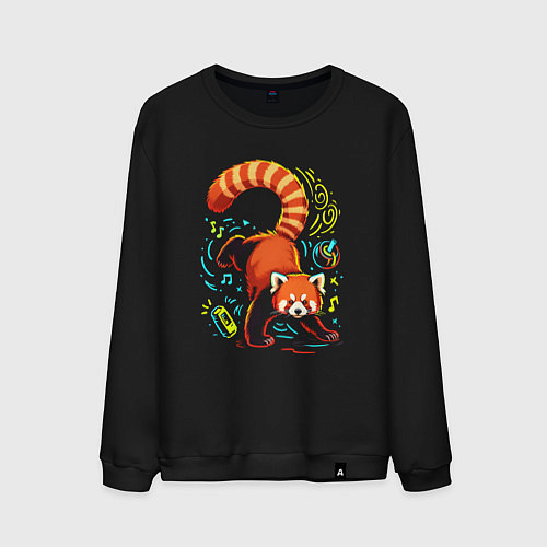 Мужской свитшот Танцующая красная панда / Черный – фото 1