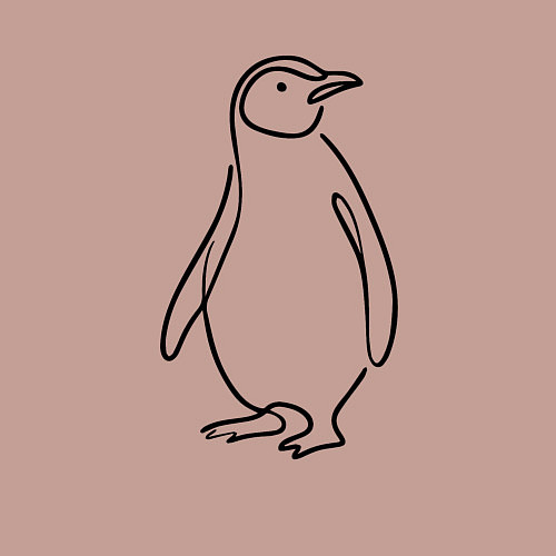 Мужской свитшот Пингвин, лайн арт / Пыльно-розовый – фото 3