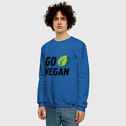 Свитшот хлопковый мужской Go vegan, цвет: синий — фото 2
