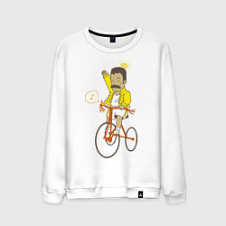 Свитшот хлопковый мужской Фредди на велосипеде, цвет: белый