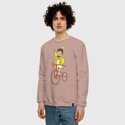 Свитшот хлопковый мужской Фредди на велосипеде, цвет: пыльно-розовый — фото 2