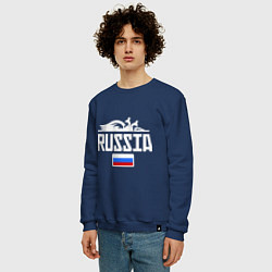 Свитшот хлопковый мужской Russia, цвет: тёмно-синий — фото 2