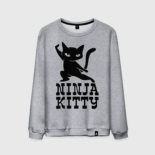 Мужской свитшот Ninja kitty / Меланж – фото 1
