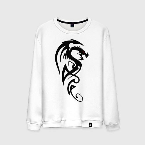 Мужской свитшот Дракон стильный трайбл / Белый – фото 1