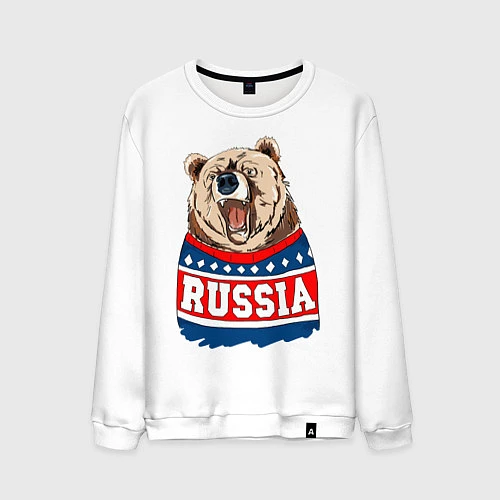 Мужской свитшот Made in Russia: медведь / Белый – фото 1