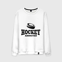 Свитшот хлопковый мужской Hockey addicted, цвет: белый