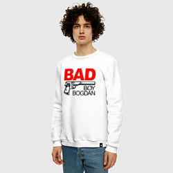 Свитшот хлопковый мужской Bad boy Bogdan, цвет: белый — фото 2