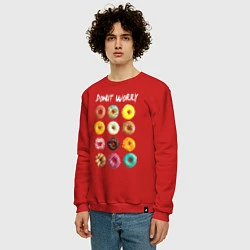 Свитшот хлопковый мужской Donut Worry, цвет: красный — фото 2