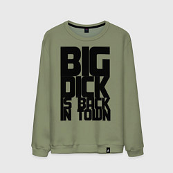 Свитшот хлопковый мужской BIG DICK IS BACK IN TOWN, цвет: авокадо