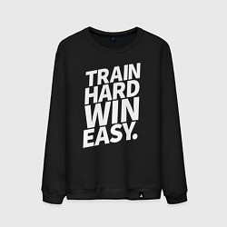Свитшот хлопковый мужской Train hard win easy, цвет: черный