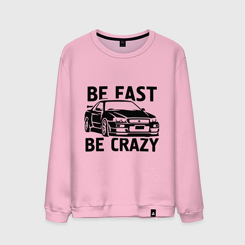 Мужской свитшот Be fast be crazy / Светло-розовый – фото 1