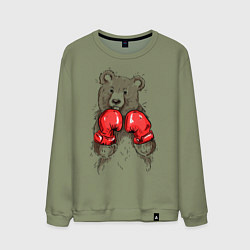 Свитшот хлопковый мужской Bear Boxing, цвет: авокадо