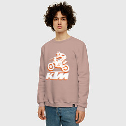 Свитшот хлопковый мужской KTM белый, цвет: пыльно-розовый — фото 2