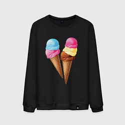 Свитшот хлопковый мужской Мороженое, цвет: черный