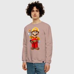 Свитшот хлопковый мужской Super Mario, цвет: пыльно-розовый — фото 2