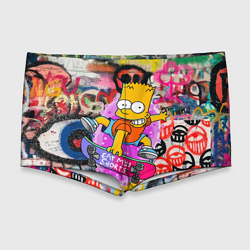 Мужские плавки Скейтбордист Барт Симпсон на фоне стены с граффити / 3D-принт – фото 1