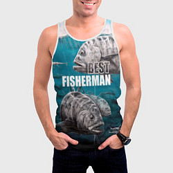 Майка-безрукавка мужская Best fisherman, цвет: 3D-белый — фото 2