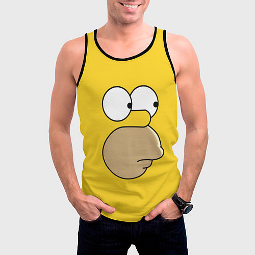 Мужская майка без рукавов Лицо Гомера / 3D-Черный – фото 3