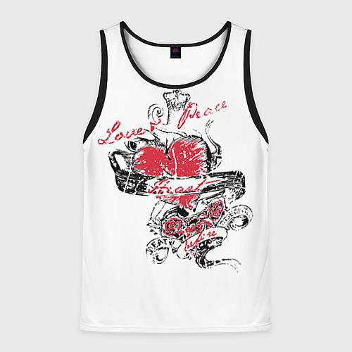 Мужская майка без рукавов Рок сердца 6 / 3D-Черный – фото 1
