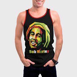 Майка-безрукавка мужская Bob Marley Smile, цвет: 3D-красный — фото 2