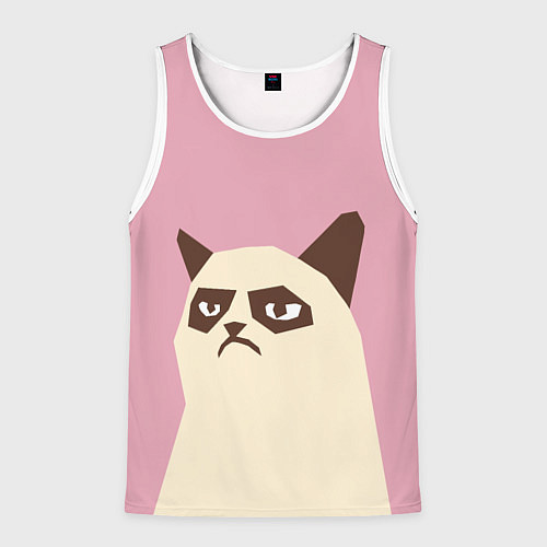 Мужская майка без рукавов Grumpy cat pink / 3D-Белый – фото 1