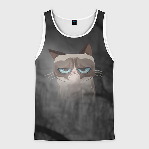 Мужская майка без рукавов Grumpy Cat / 3D-Белый – фото 1