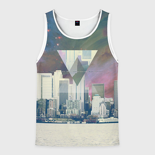 Мужская майка без рукавов Хипстер / 3D-Белый – фото 1