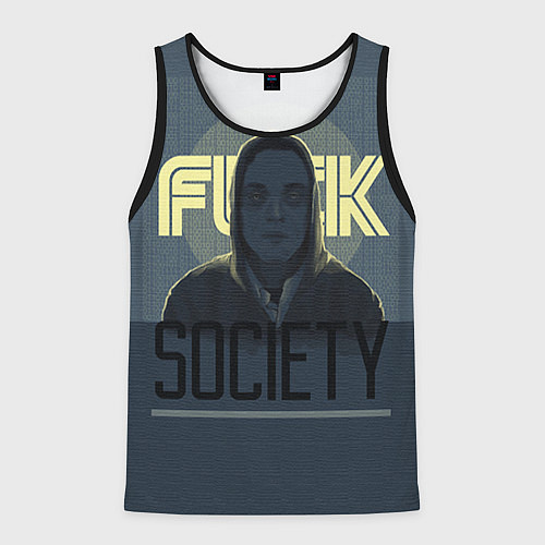 Мужская майка без рукавов Fuck Society / 3D-Черный – фото 1