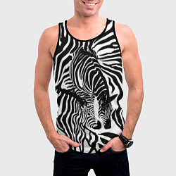 Майка-безрукавка мужская Полосатая зебра, цвет: 3D-черный — фото 2