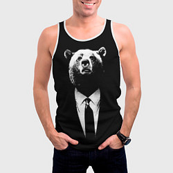 Майка-безрукавка мужская Медведь бизнесмен, цвет: 3D-белый — фото 2