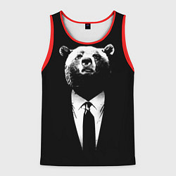 Майка-безрукавка мужская Медведь бизнесмен, цвет: 3D-красный