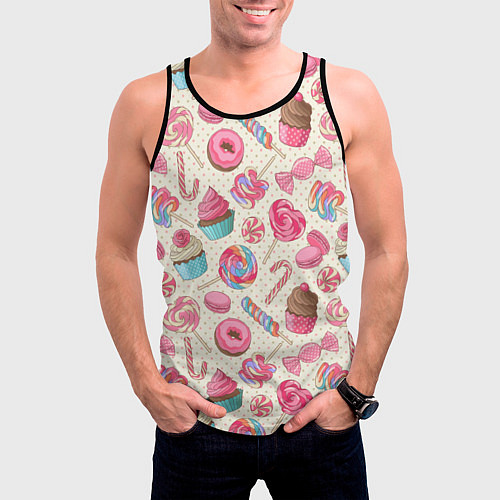 Мужская майка без рукавов Радости для сладости / 3D-Черный – фото 3