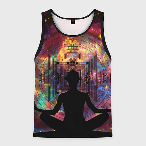 Мужская майка без рукавов Йога - мандала / 3D-Черный – фото 1