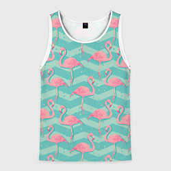 Майка-безрукавка мужская Flamingo Pattern, цвет: 3D-белый
