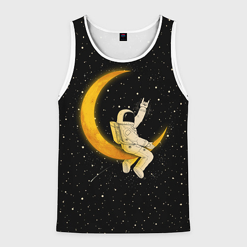 Мужская майка без рукавов Лунный наездник / 3D-Белый – фото 1