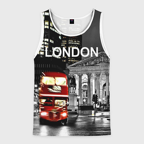 Мужская майка без рукавов Лондон - ночной автобус / 3D-Белый – фото 1