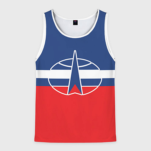Мужская майка без рукавов Флаг космический войск РФ / 3D-Белый – фото 1